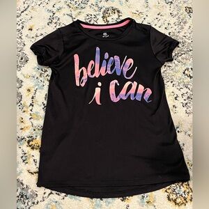 Champion Girls Black Graphic Athletic Tee Believe I Can Size M 7/8
